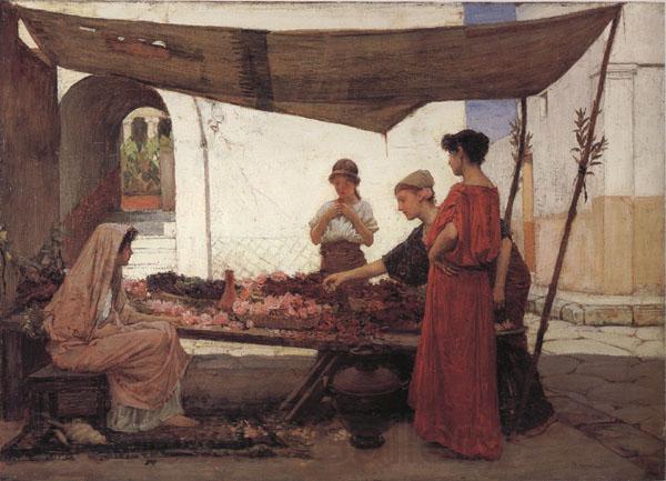 John William Waterhouse The flower Stall Norge oil painting art